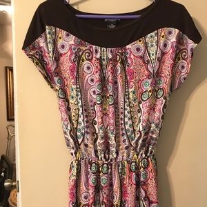 Boho Top Blouse Medium Multi-colored